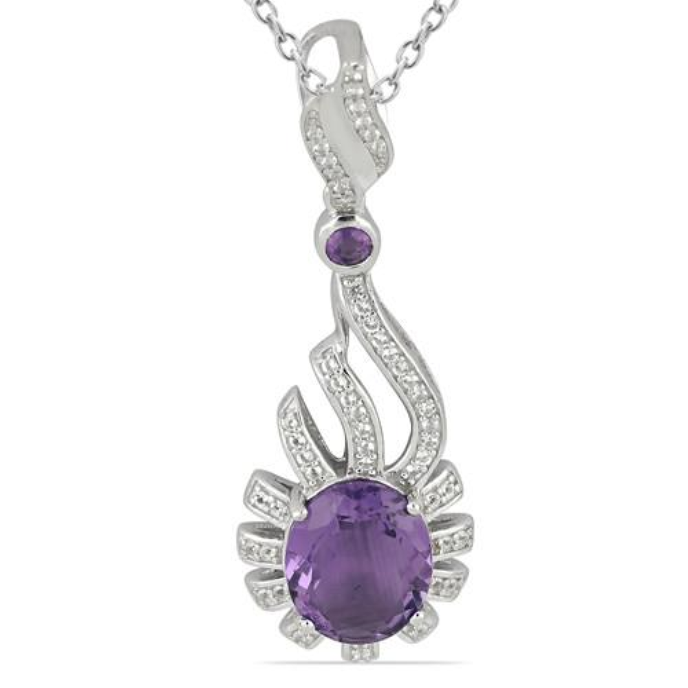 BUY BRAZILIAN AMETHYST GEMSTONE PENDANT IN 925 SILVER