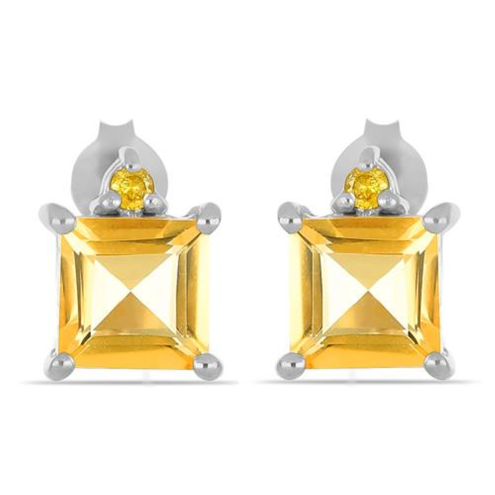 BUY BRAZILIAN CITRINE GEMSTONE STYLISH EARRINGS IN STERLING SILVER