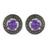 BUY STERLING SILVER AFRICAN AMETHYST GEMSTONE HALO EARRINGS