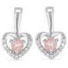 BUY NATURAL ROSE QUARTZ GEMSTONE HEART EARRINGS IN 925 SILVER