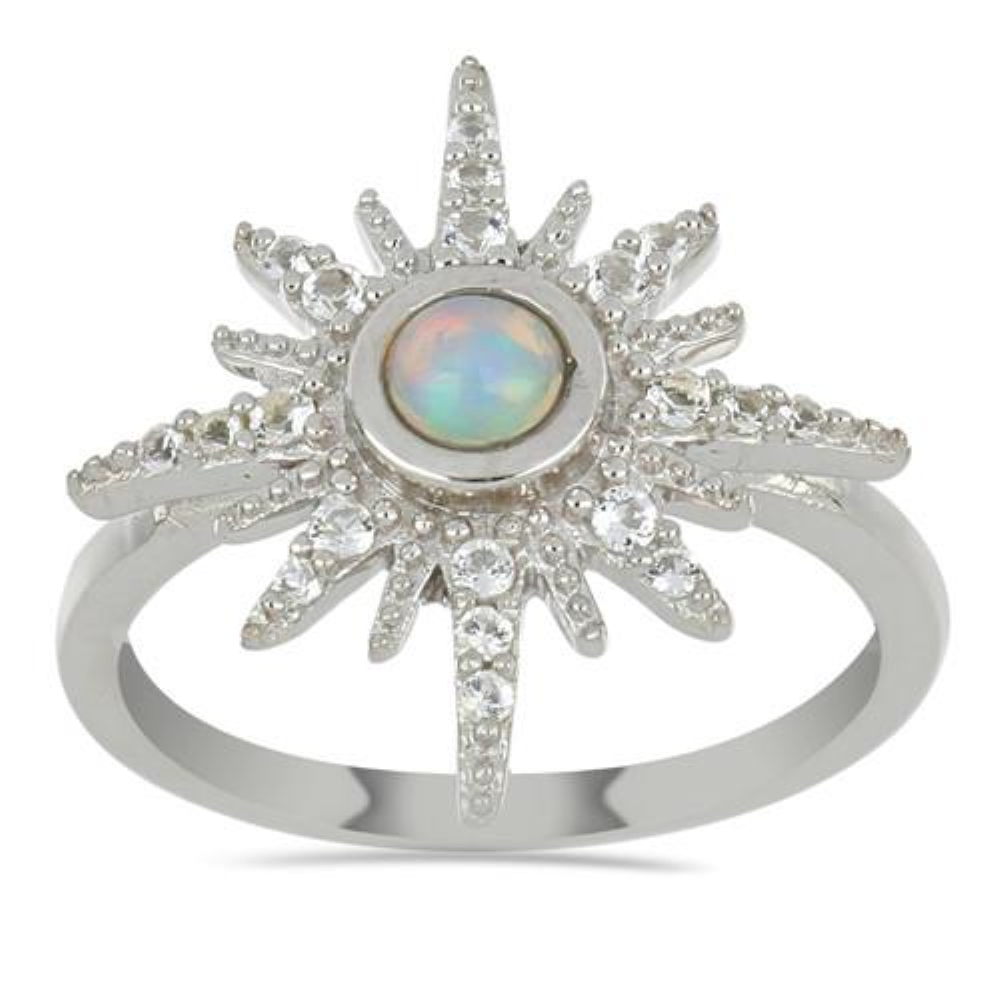 BUY ETHIOPIAN OPAL GEMSTONE CLASSIC RING IN STERLING SILVER