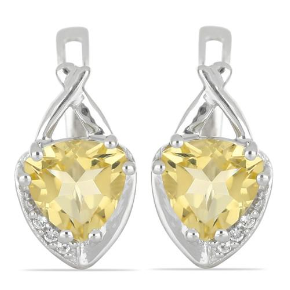 BUY REAL CITRINE SINGLE STONE EARRINGS IN 925 SILVER