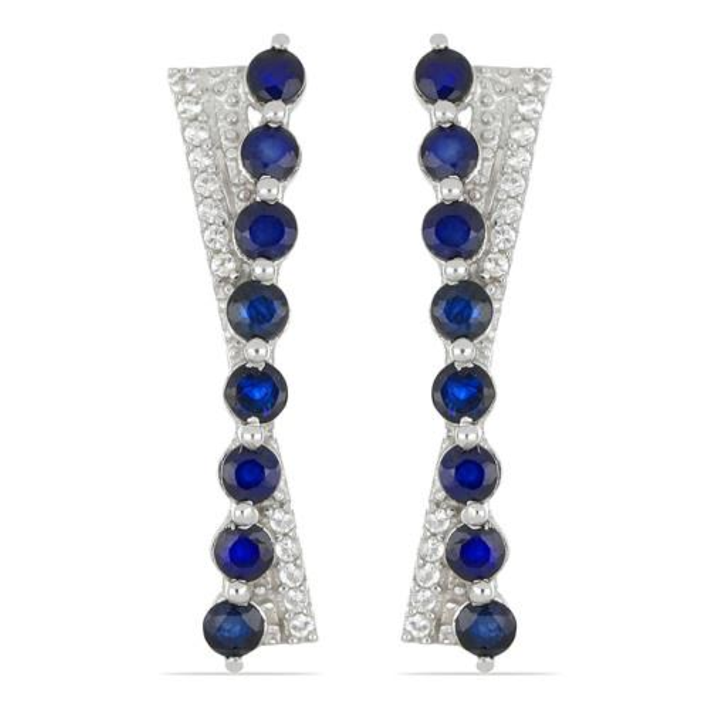 BUY REAL AUSTRALIAN BLUE SAPPHIRE GEMSTONE EARRINGS IN 925 SILVER