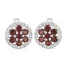 925 STERLING SILVER CLUSTER EARRINGS WITH NATURAL GARNET & CUBIC ZIRCONIA GEMSTONES