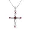 BUY STERLING SILVER NATURAL GLASS FILLED RUBY GEMSTONE CROSS PENDANT