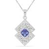 BUY REAL IOLITE GEMSTONE HALO UNIQUE  PENDANT IN 925 SILVER