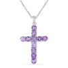 BUY BRAZILIAN AMETHYST GEMSTONE CROSS PENDANT IN STERLING SILVER