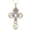 BUY 925 SILVER REAL TANZANITE WITH WHITE ZIRCON GEMSTONE CROSS PENDANT