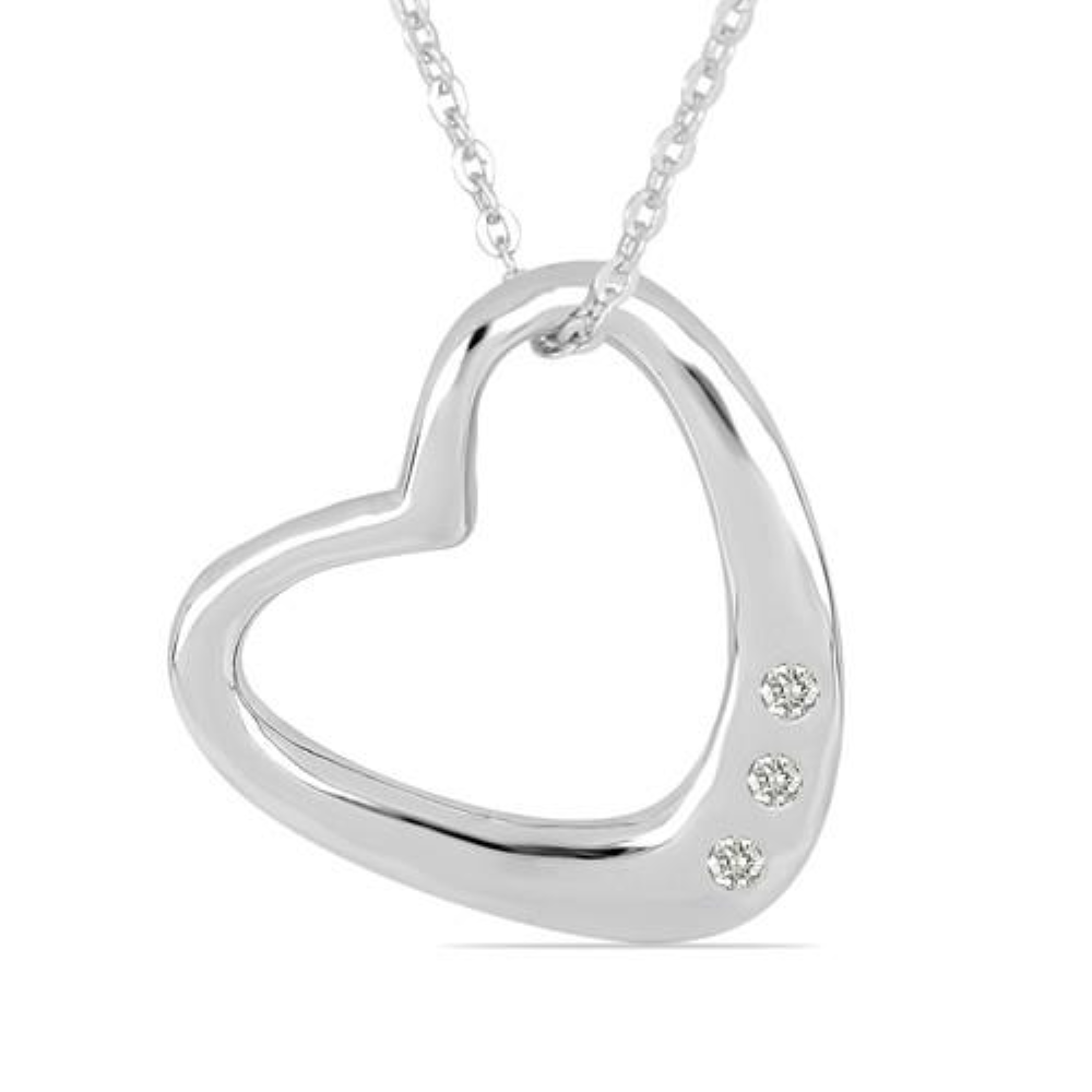 BUY WHITE DIAMOND  DOUBLE CUT GEMSTONE HEART PENDANT