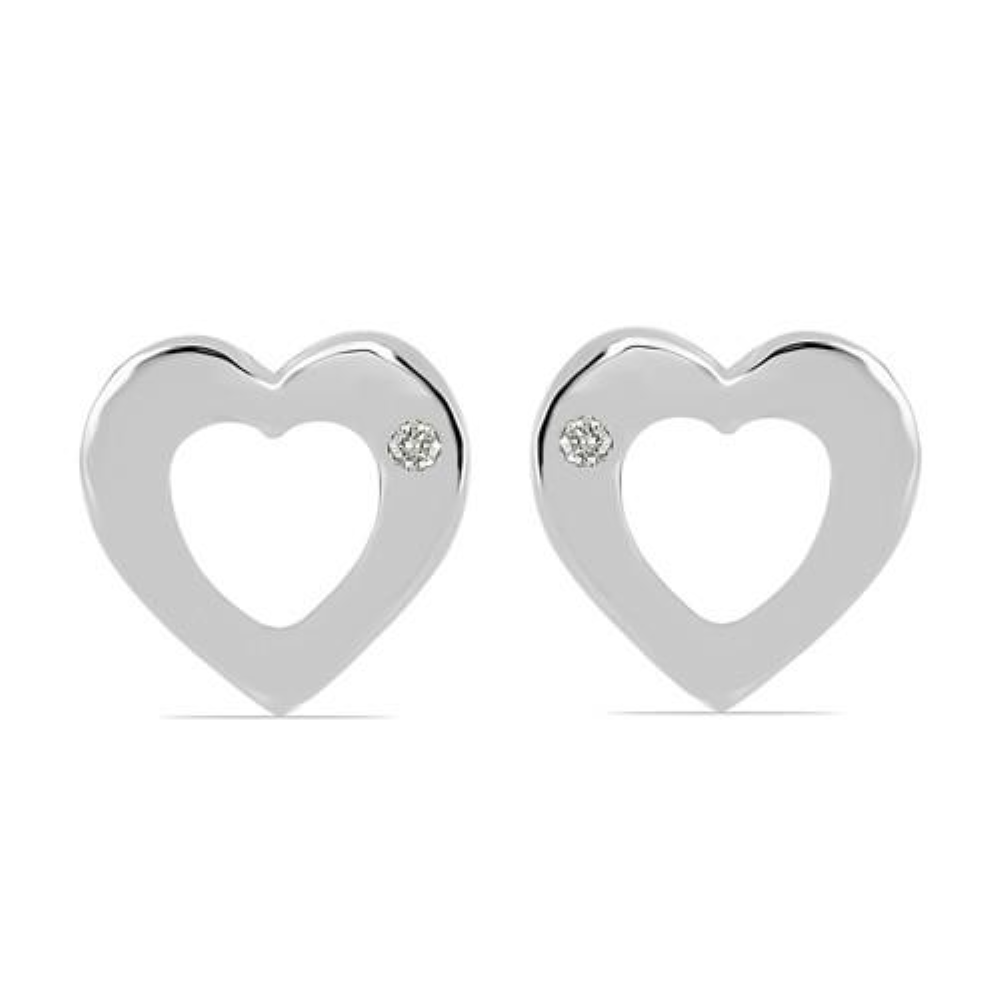 BUY STERLING SILVER NATURAL WHITE DIAMOND DOUBLE CUT GEMSTONE HEART EARRINGS