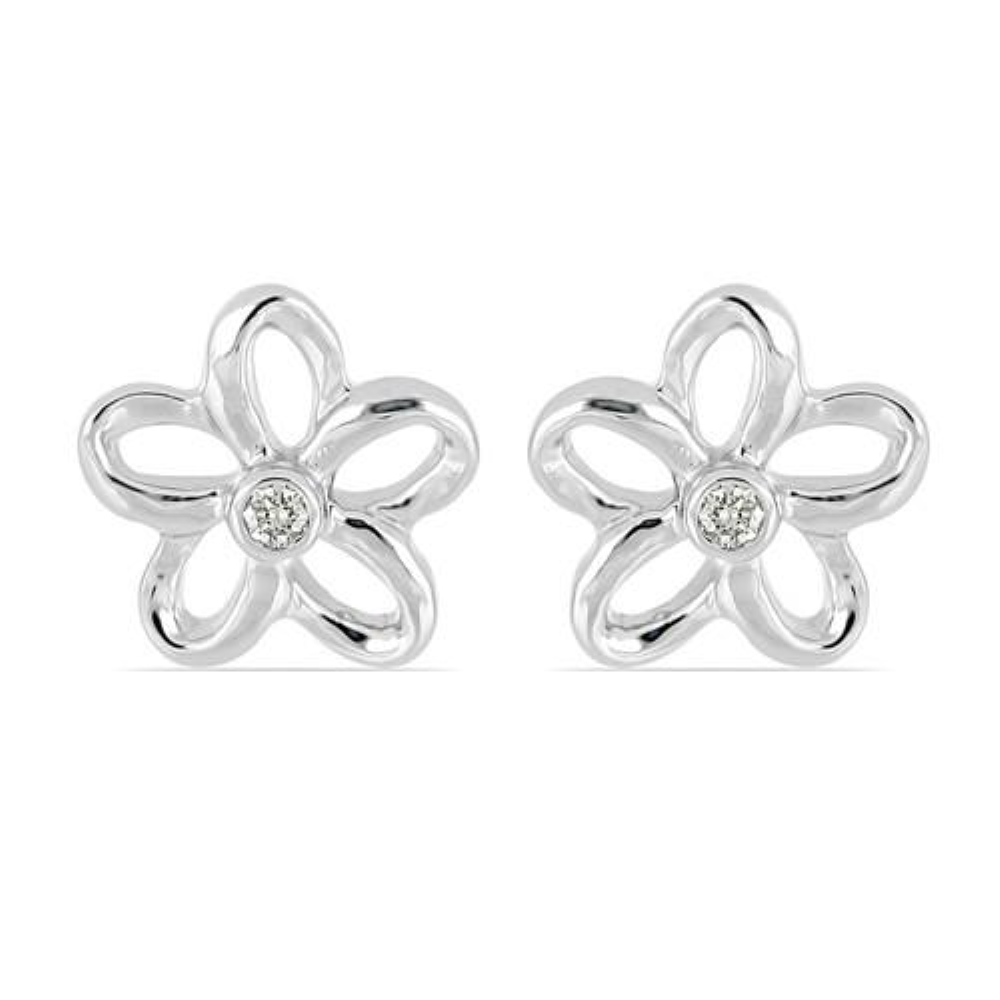 BUY 925 SILVER NATURAL WHITE DIAMOND DOUBLE CUT GEMSTONE FLORAL EARRINGS