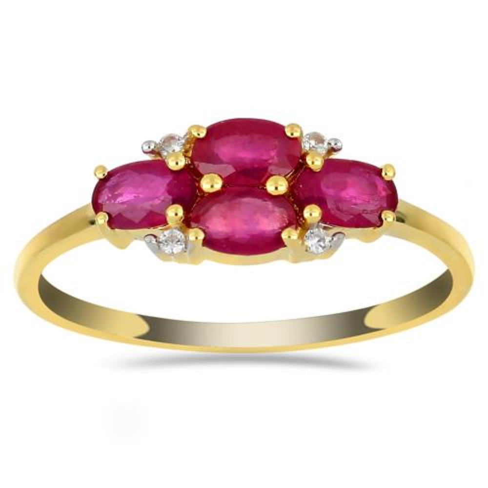 BUY 14K  GOLD NATURAL GLASS FILLED RUBY MULTI GEMSTONE RING
