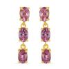BUY REAL RHODOLITE GEMSTONE THREE STONES 14K GOLD EARRINGS