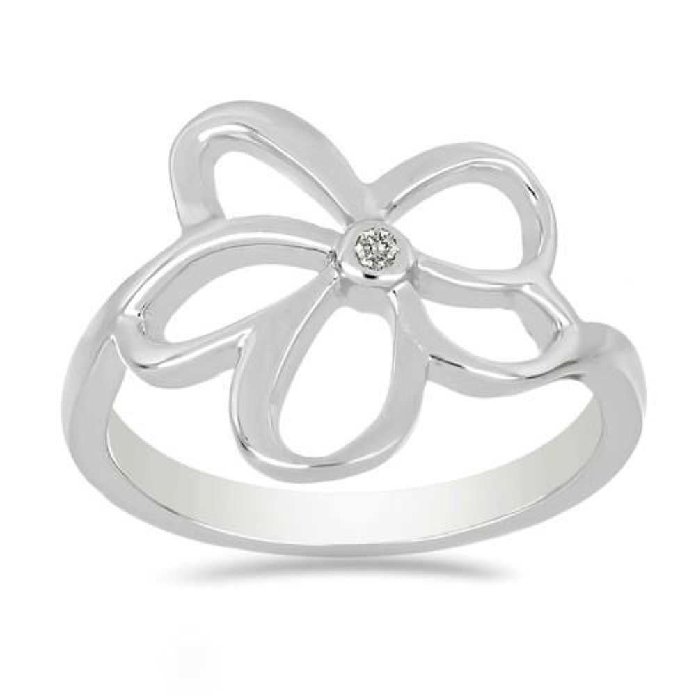 BUY REAL WHITE DIAMOND  FLOWER RING IN 925 SILVER
