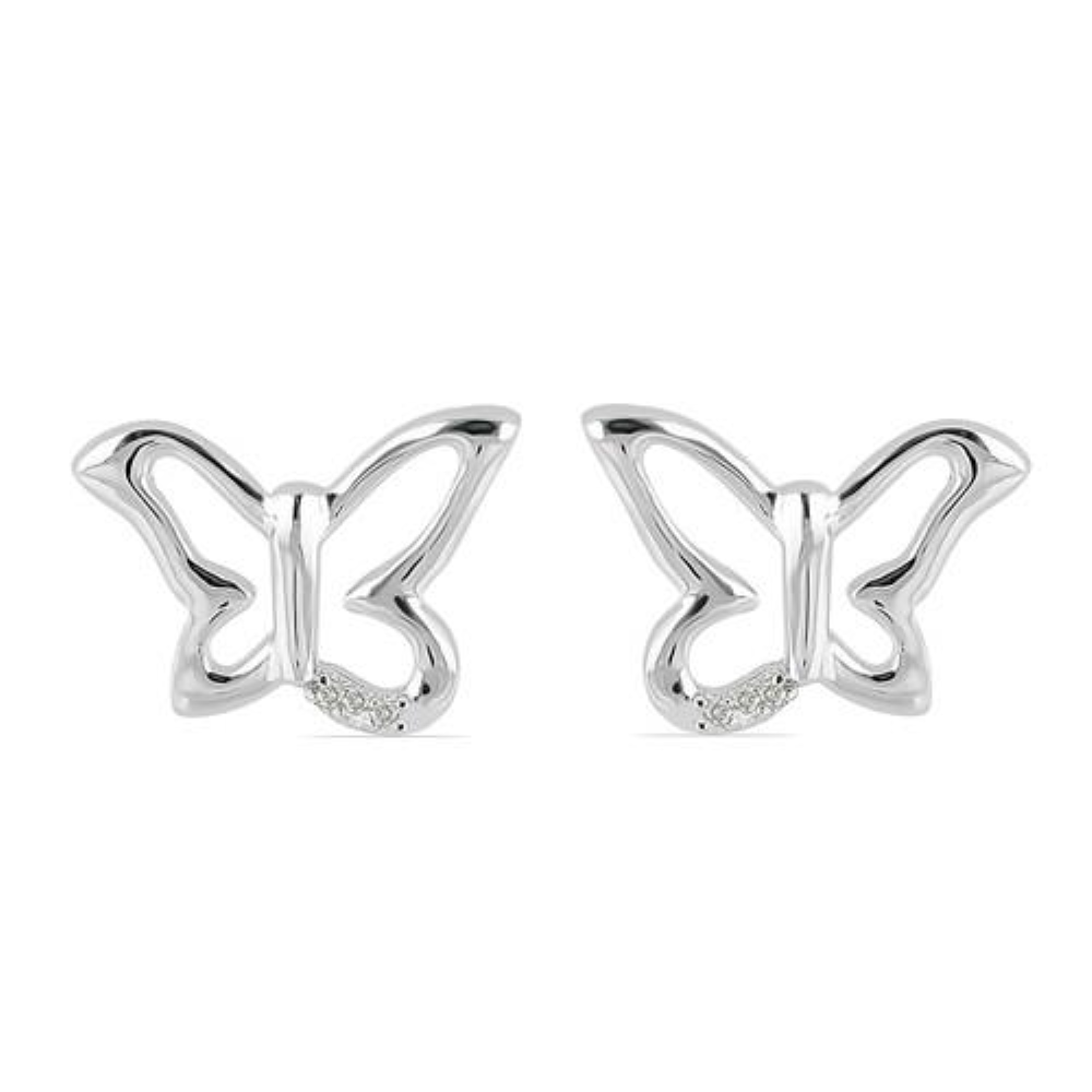 BUY NATURAL WHITE DIAMOND DOUBLE CUT GEMSTONE BUTTERFLY  EARRINGS IN 925 SILVER