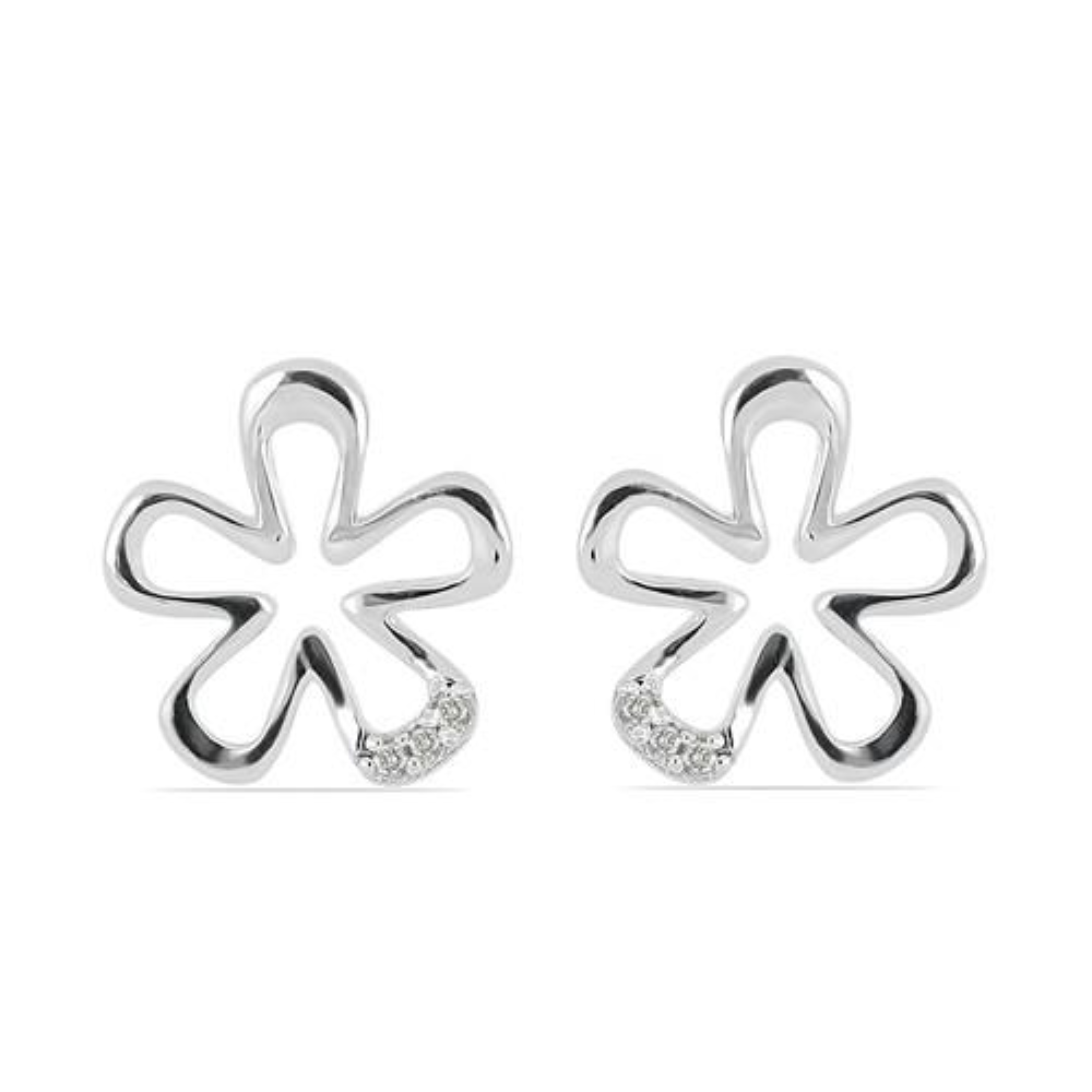 BUY NATURAL WHITE DIAMOND DOUBLE CUT GEMSTONE FLORAL EARRINGS IN 925 SILVER 