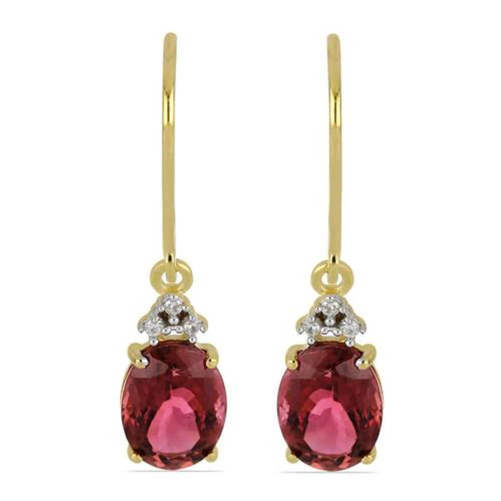 BUY 14K GOLD REAL RUBELLITE GEMSTONE CLASSIC EARRINGS
