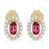 BUY 14K GOLD NATURAL RUBELLITE GEMSTONE HALO RING WITH WHITE DIAMOND