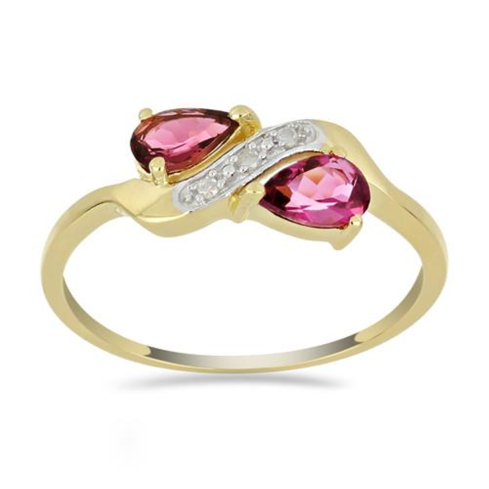 BUY 14K GOLD NATURAL  RUBELLITE GEMSTONE STYLISH RING