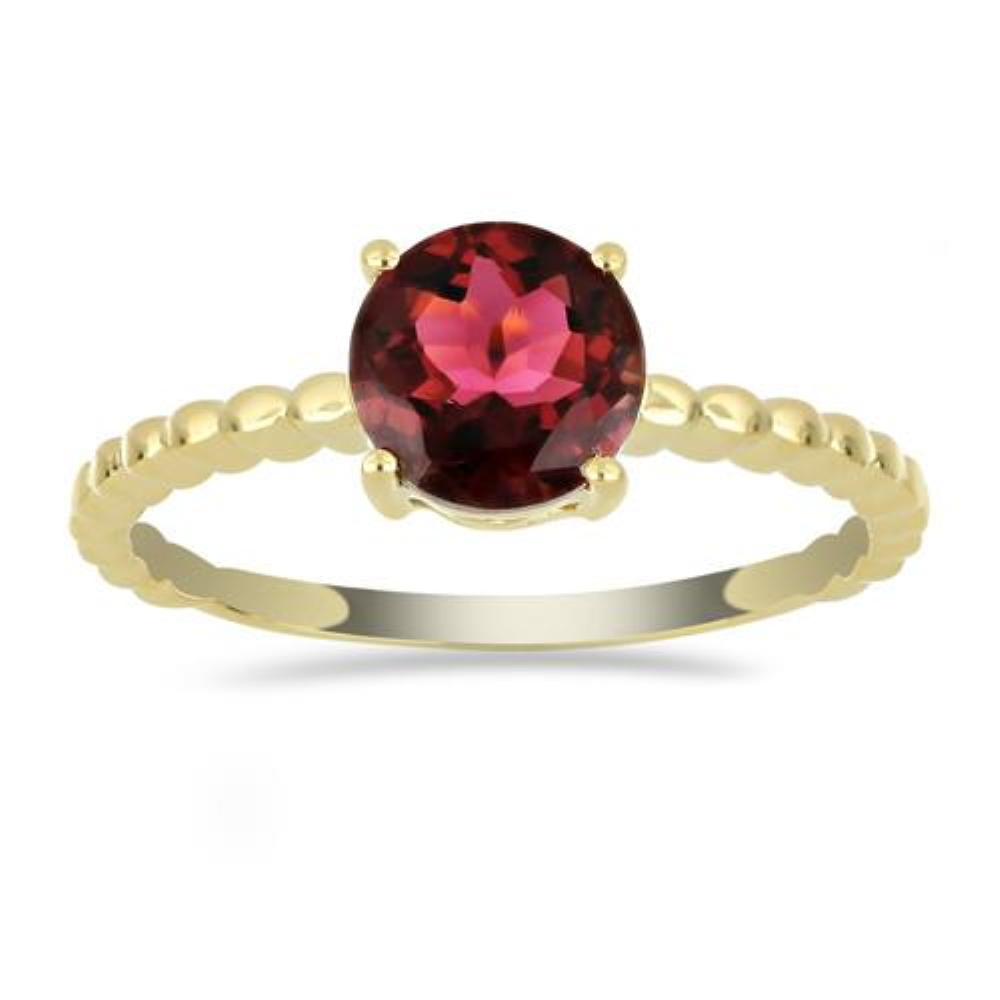 BUY 14K GOLD REAL RUBELLITE GEMSTONE SINGLE STONE  RING