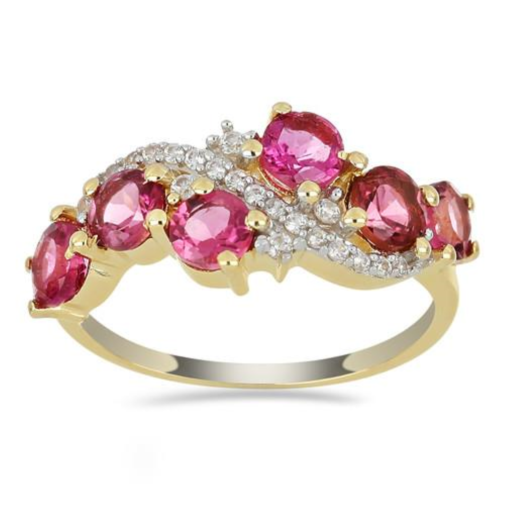 BUY 14K GOLD REAL RUBELLITE GEMSTONE STYLISH RING