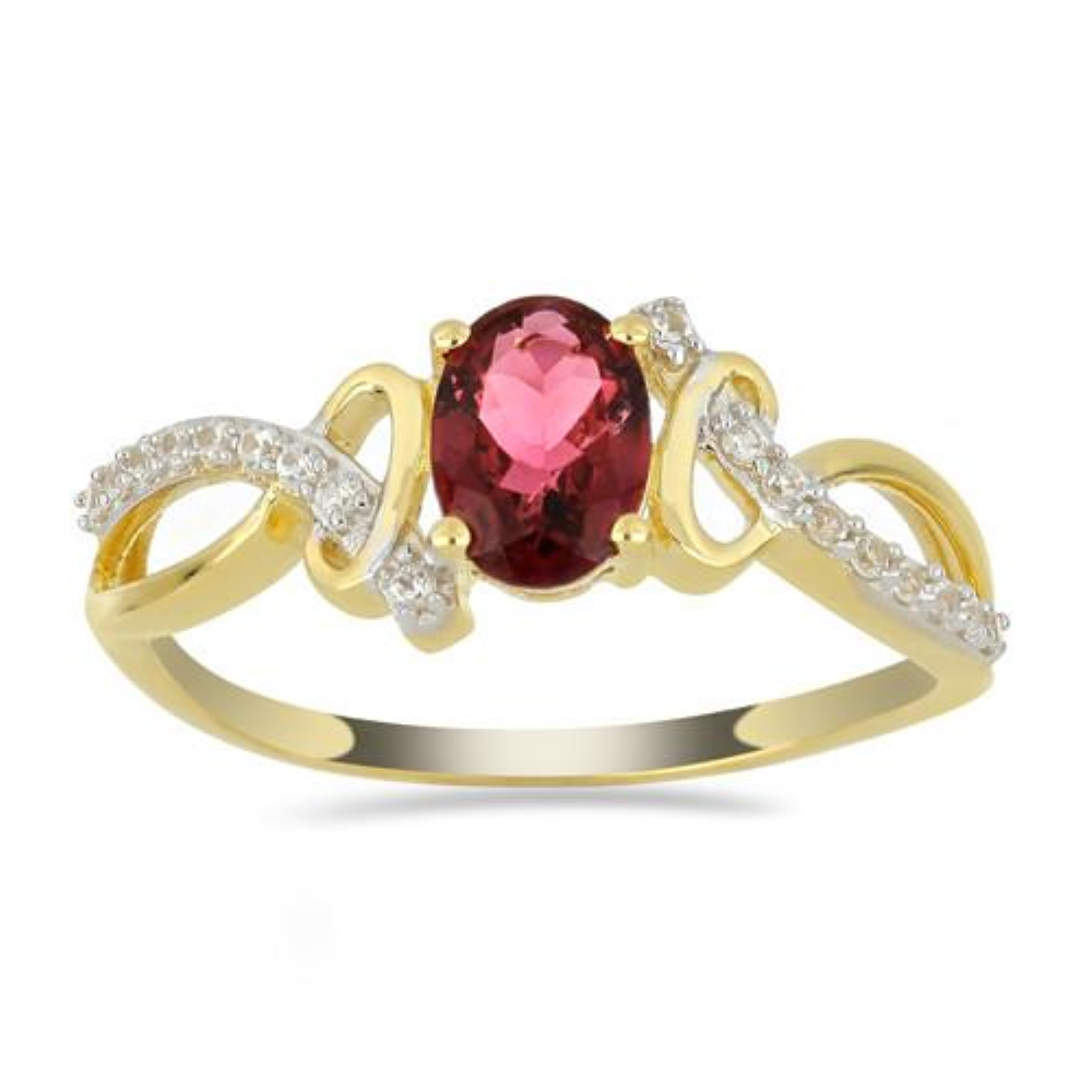 BUY 14K GOLD REAL RUBELLITE GEMSTONE CLASSIC RING