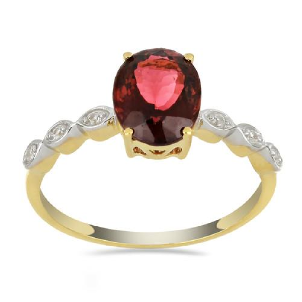 BUY 14K GOLD REAL GARNET GEMSTONE SINGLE STONE RING