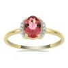 BUY 14K GOLD NATURAL RHODOLITE GEMSTONE CLASSIC RING WITH WHITE DIAMOND