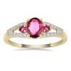 BUY 14 K GOLD REAL RUBELLITE GEMSTONE THREE STONES RING