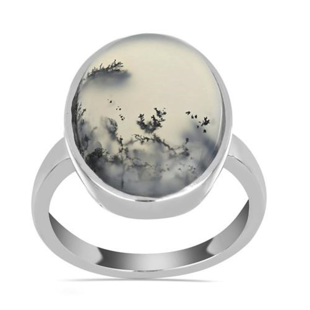 BUY GENUINE DENDRATIC AGATE GEMSTONE BIG STONE RING IN STERLING SILVER