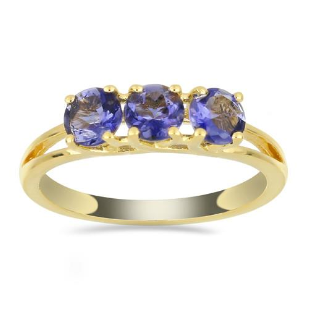 BUY STERLING SILVER GOLD PLATED NATURAL IOLITE GEMSTONE RING