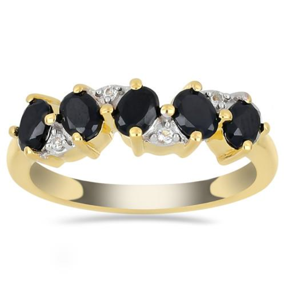 BUY NATURAL BLACK ONYX MULTI GEMSTONE RING IN STERLING SILVER