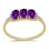 WHOLESALE 14K GOLD OVAL PURPLE AMETHYST THREE-STONE RING WITH DIAMOND ACCENTS – USA SUPPLIER