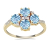 Bulk 14K Gold Round Aquamarine Quad Gemstone Diamond Shoulder Ring - Gold Jewelry Manufacturer USA