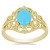 BUY NATURAL BLUE TURQUOISE GEMSTONE GOLD PLATED RING IN 925 SILVER