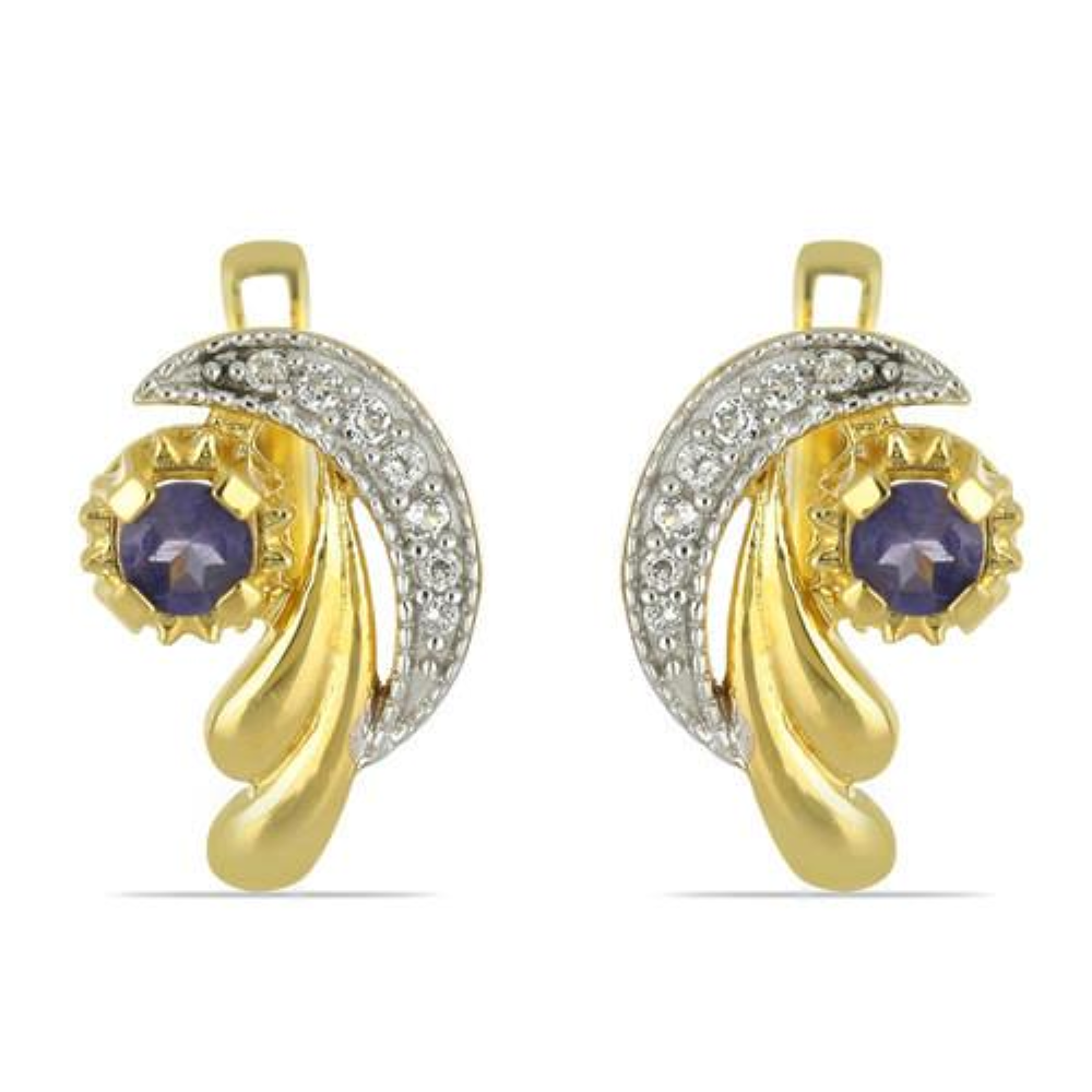 BUY 925 SILVER NATURAL IOLITE GEMSTONE CLASSIC EARRINGS