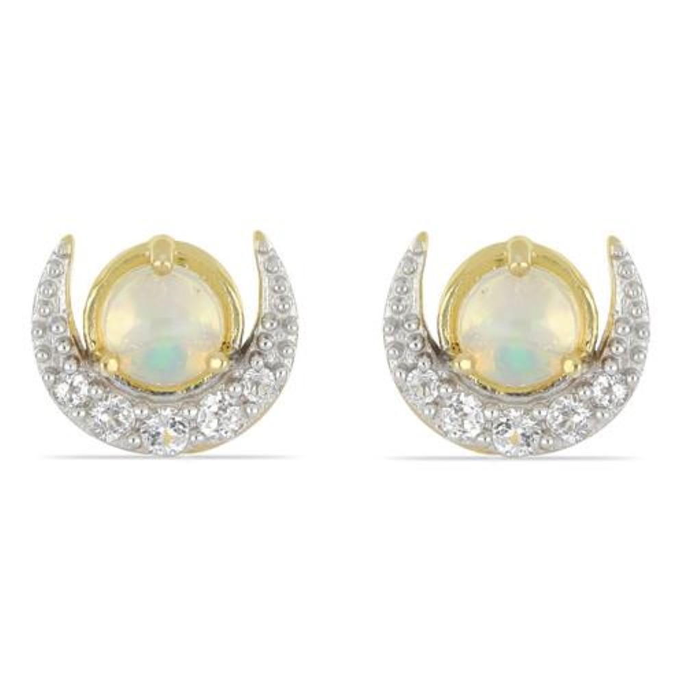BUY STERLING SILVER NATURAL ETHIOPIAN OPAL GEMSTONE CLASSIC EARRINGS