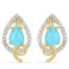BUY 925 SILVER GOLD PLATED BLUE TURQUOISE HALO EARRINGS – BULK WHOLESALE SUPPLIER USA | JEWELPIN