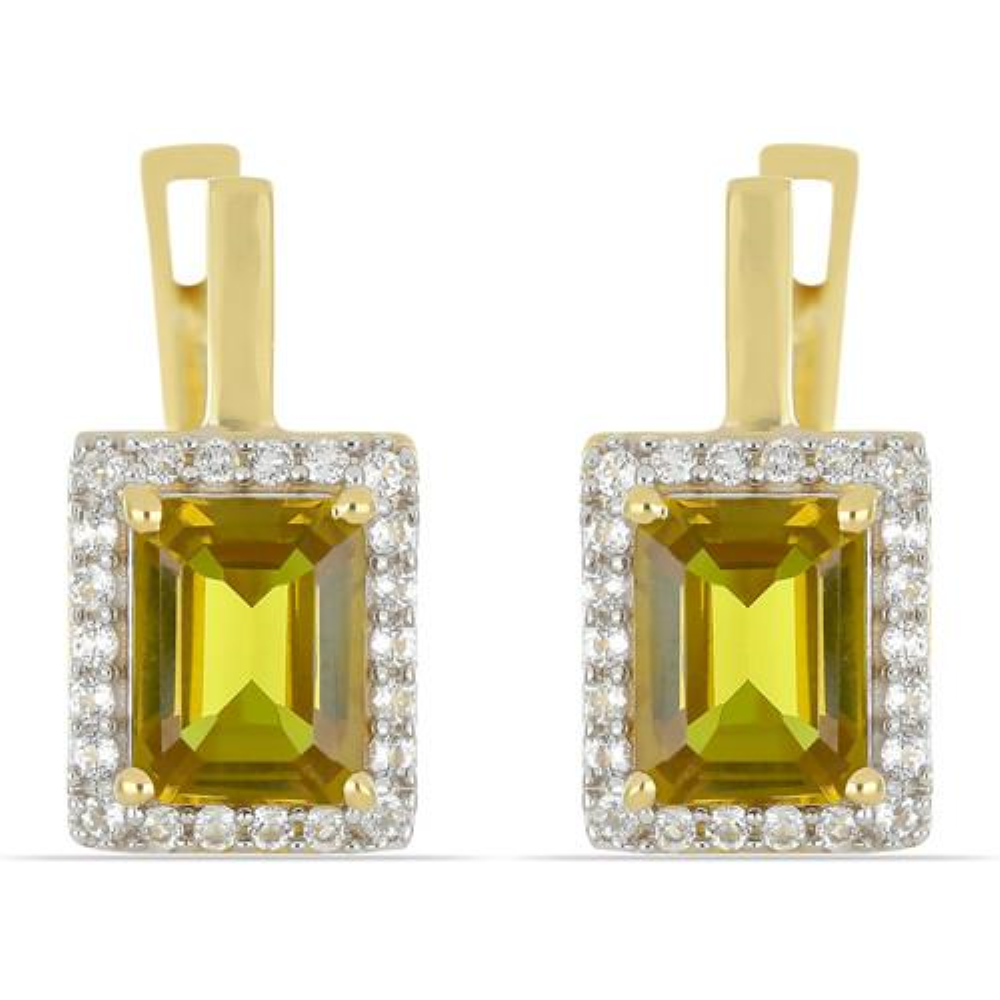 BUY 925 SILVER GOLD PLATED NANO ZULTANITE GEMSTONE HALO EARRINGS