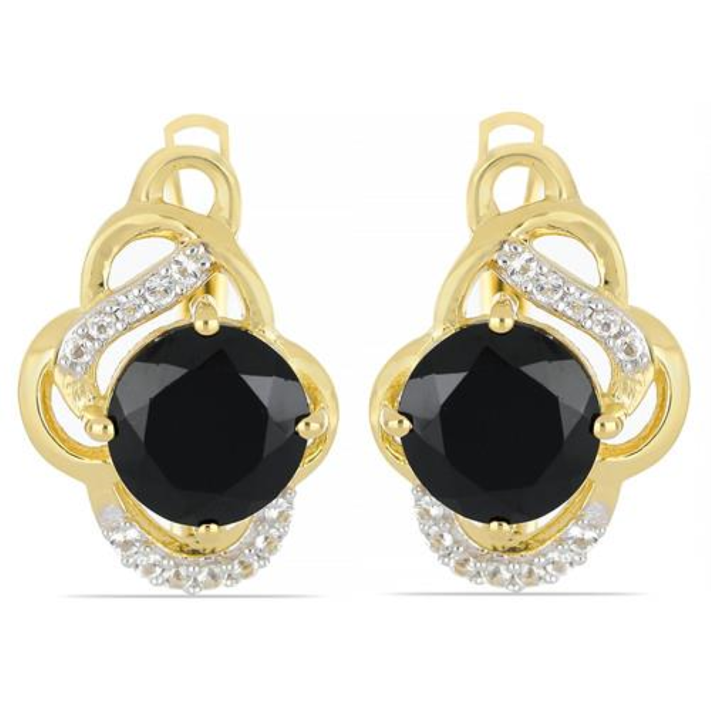 BUY REAL BLACK ONYX GEMSTONE CLASSIC EARRINGS IN 925 SILVER