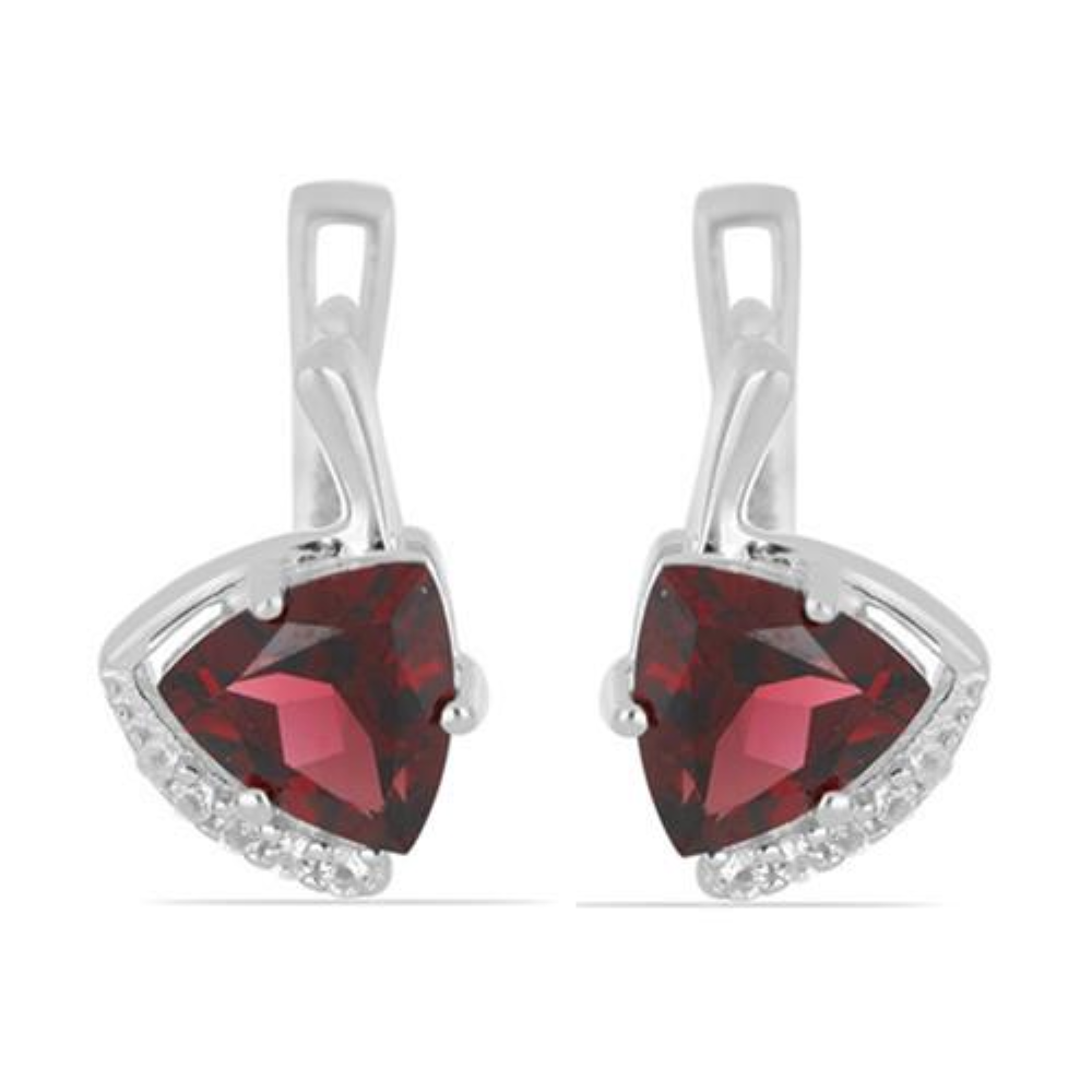 BUY STERLING SILVER NATURAL RHODOLITE GEMSTONE CLASSIC EARRINGS
