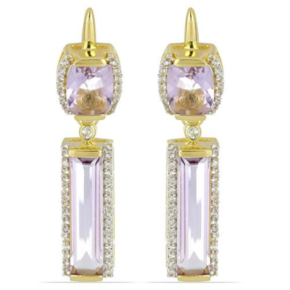BUY BRAZILIAN AMETHYST GEMSTONE STYLISH EARRINGS IN 925 SILVER