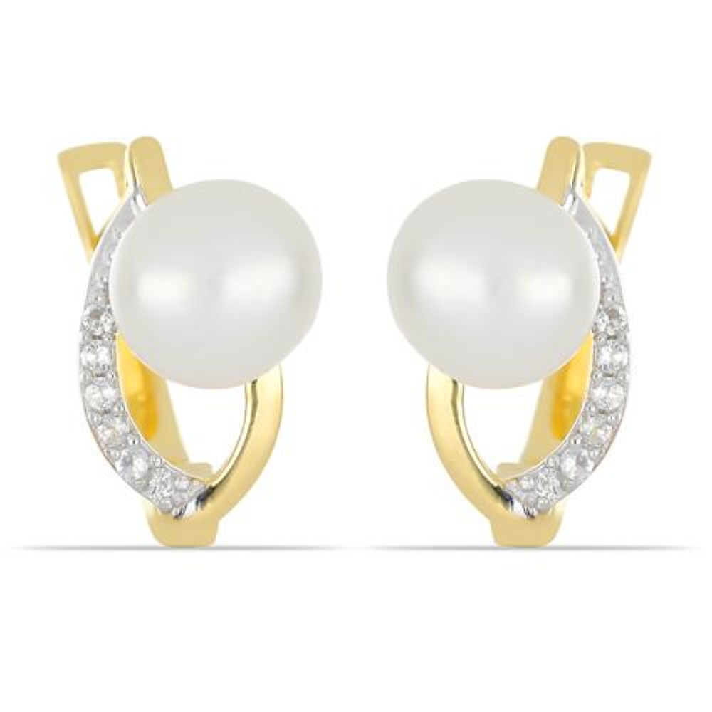 BUY 925 SILVER GOLD PLATED FRESHWATER PEARL GEMSTONE EARRINGS