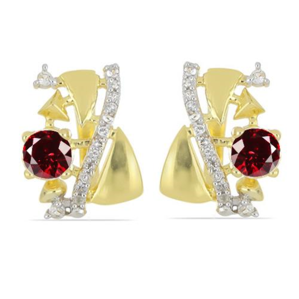 BUY 925 STERLING SILVER NATURAL GARNET GEMSTONE CLASSIC EARRINGS