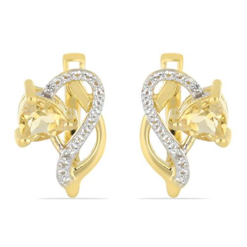 BUY 925 SILVER NATURAL CITRINE GEMSTONE STYLISH EARRINGS