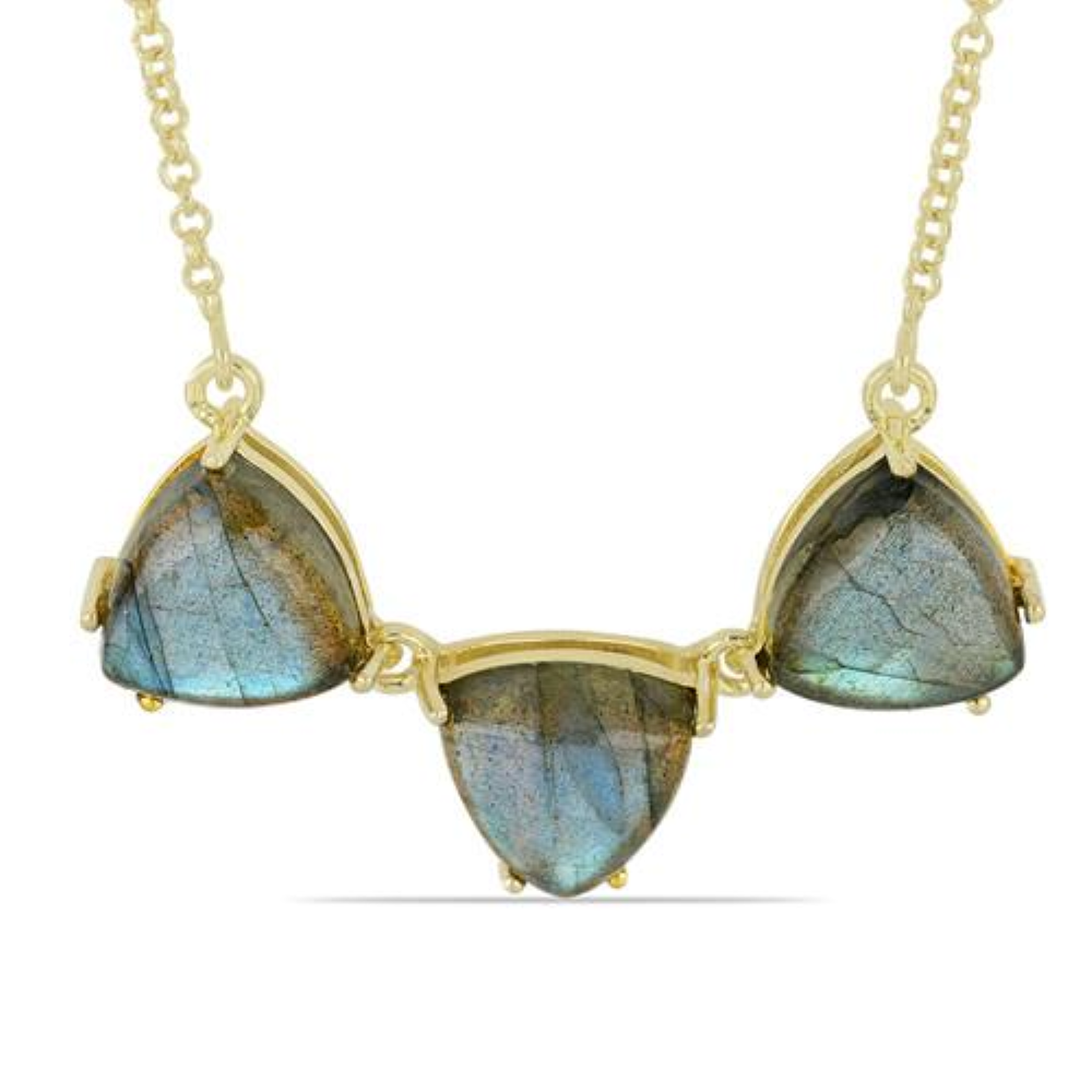 BUY STERLING SILVER GOLD PLATED NATURAL LABRADORITE  GEMSTONE NECKLACE