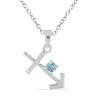 BUY 925 SILVER NATURAL SWISS BLUE TOPAZ GEMSTONE SAGITTARIUS PENDANT