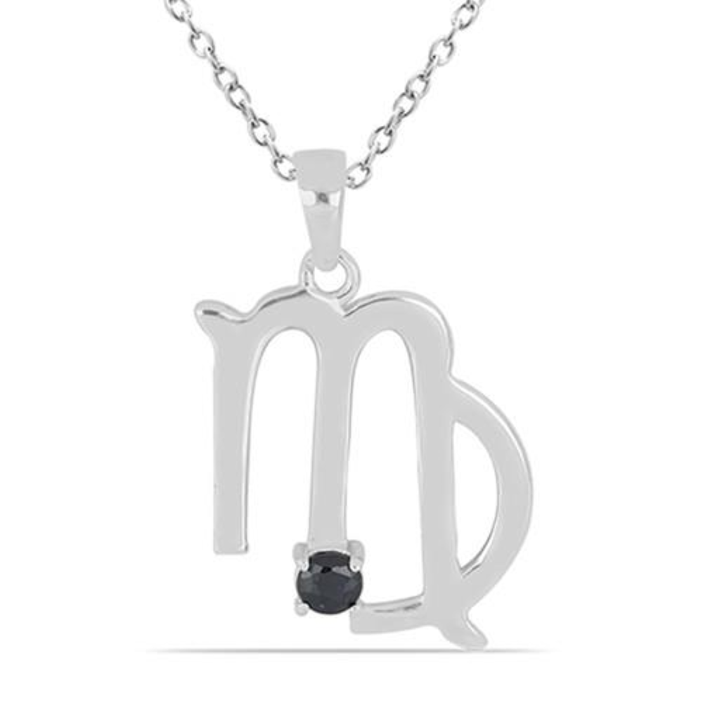 BUY 925 SILVER BLUE SAPPHIRE GEMSTONE VIRGO PENDANT 