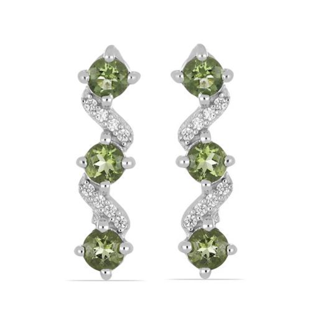 BUY STERLING SILVER NATURAL MOLDAVITE MULTI STONE EARRINGS