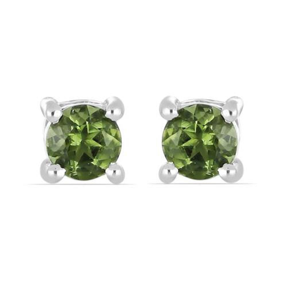 BUY 925 SILVER REAL MOLDAVITE SINGLE STONE EARRINGS